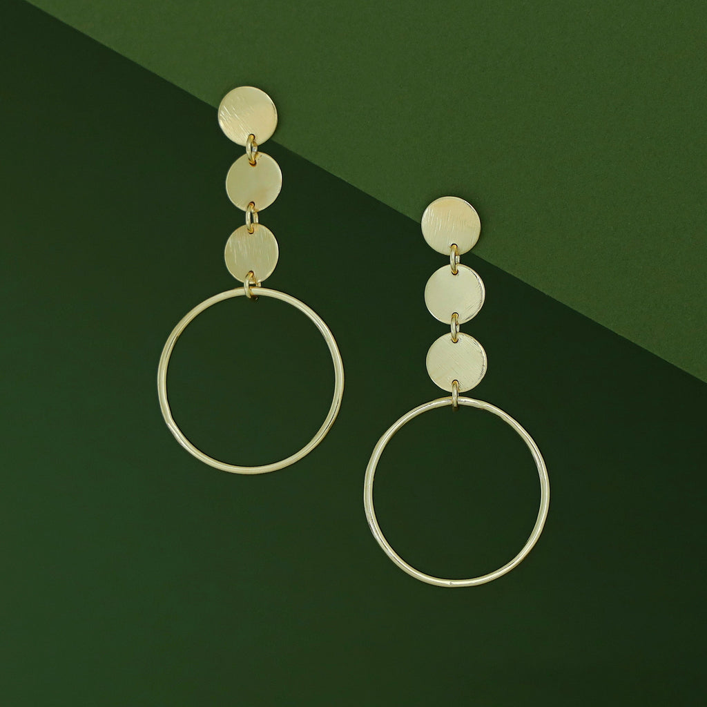 Tri Coin Circle Earring